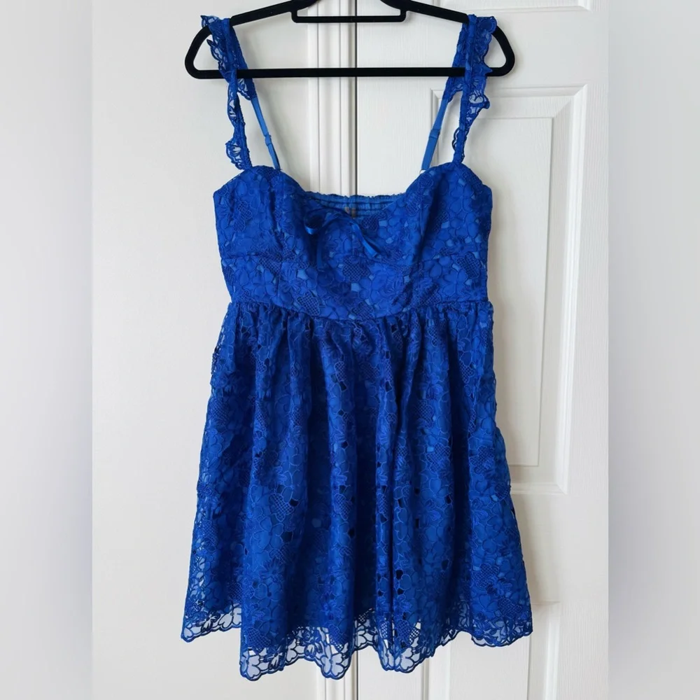 Anthropologie Blue Lace Mini Dress - Picture 6 of 14